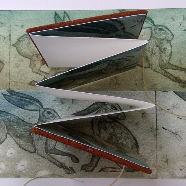 Husk - a hand printed concertina book