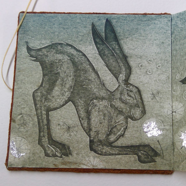 Husk - a hand printed concertina book