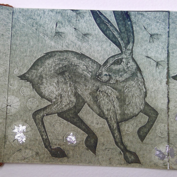 Husk - a hand printed concertina book