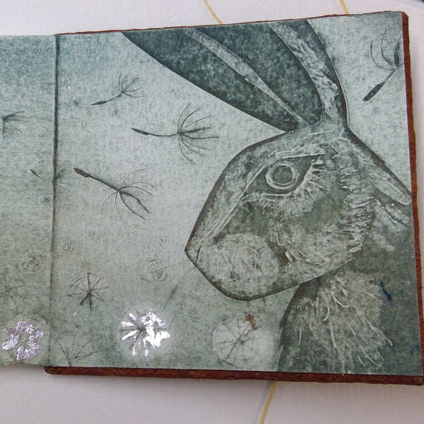 Husk - a hand printed concertina book